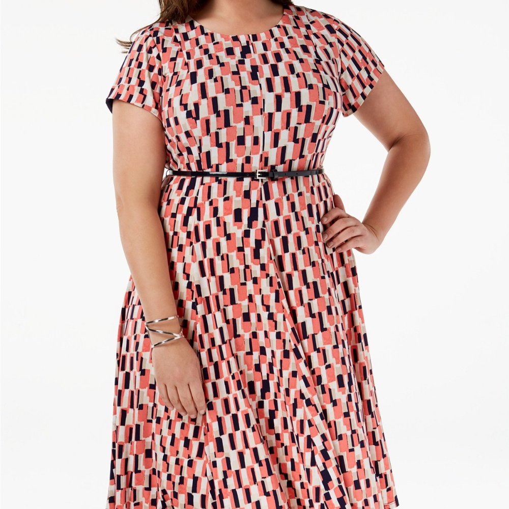 Jessica Howard Pink and Black Geometric Midi Dress - Picture 3 of 3